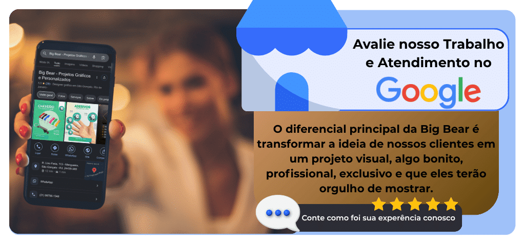 Big Bear - Projetos Personalizados Avalie nosso Trabalho e Atendimento no Google. O diferencial principal da Big Bear é transformar a ideia de nossos clientes em um projeto visual, algo bonito, profissional, exclusivo e que eles terão orgulho de mostrar.